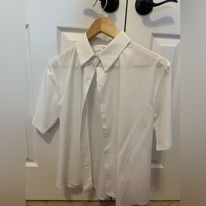 Short Sleeve Button-Up Chiffon White